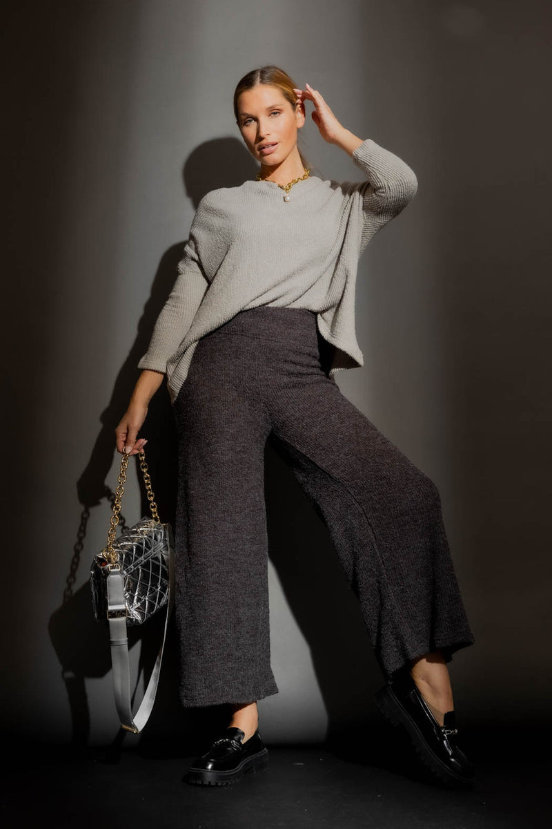Silver Luxe Rib Crew Jumper