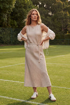 Oatmeal Washed Linen Bias Dress