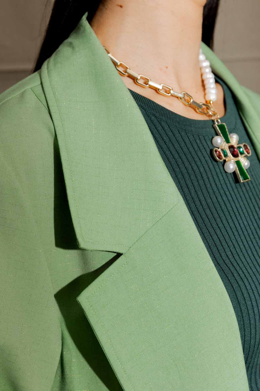 Mint / Navy Euro Splice Trench