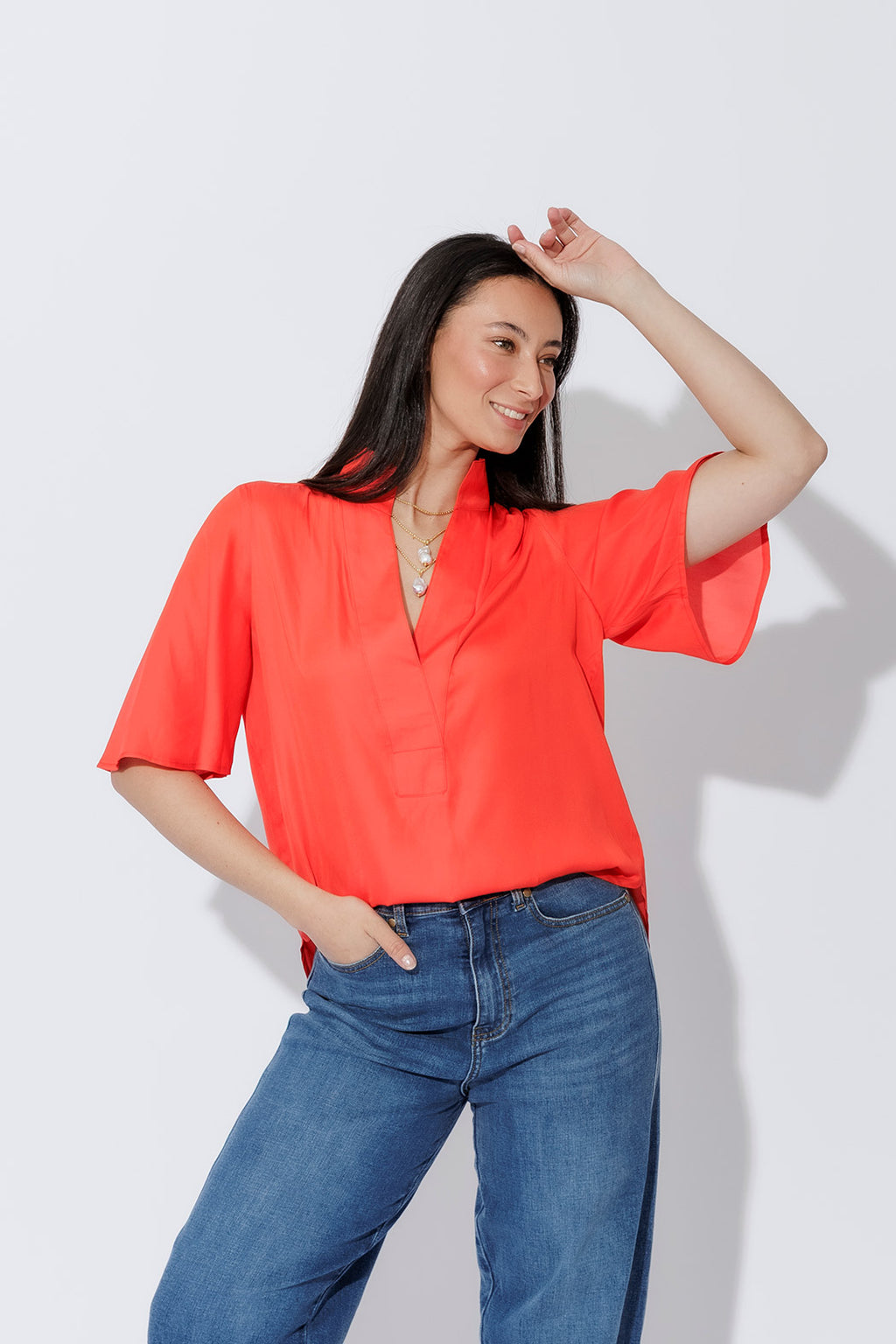 Orange Milan Fluted Blogger Shirt