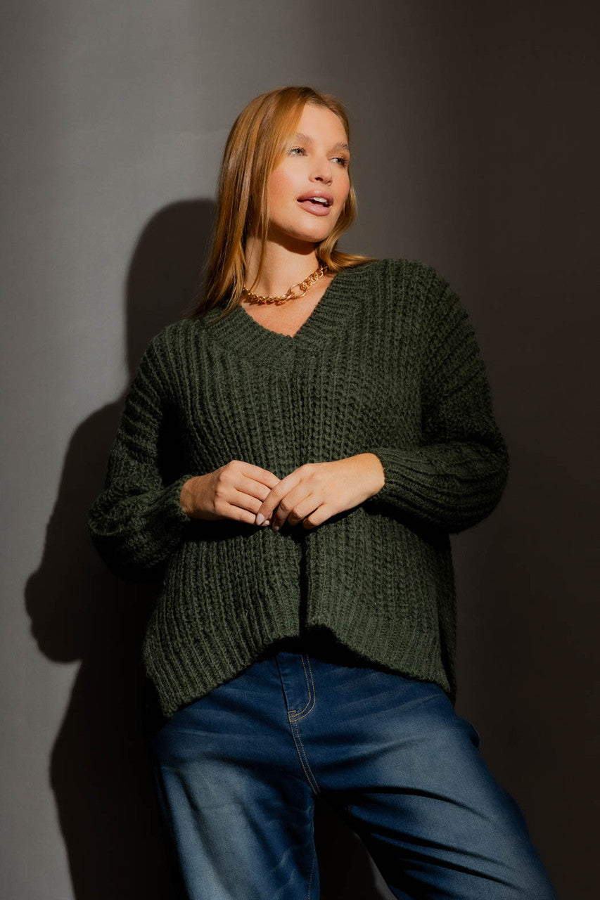 Khaki V Neck Jumper Khaki S