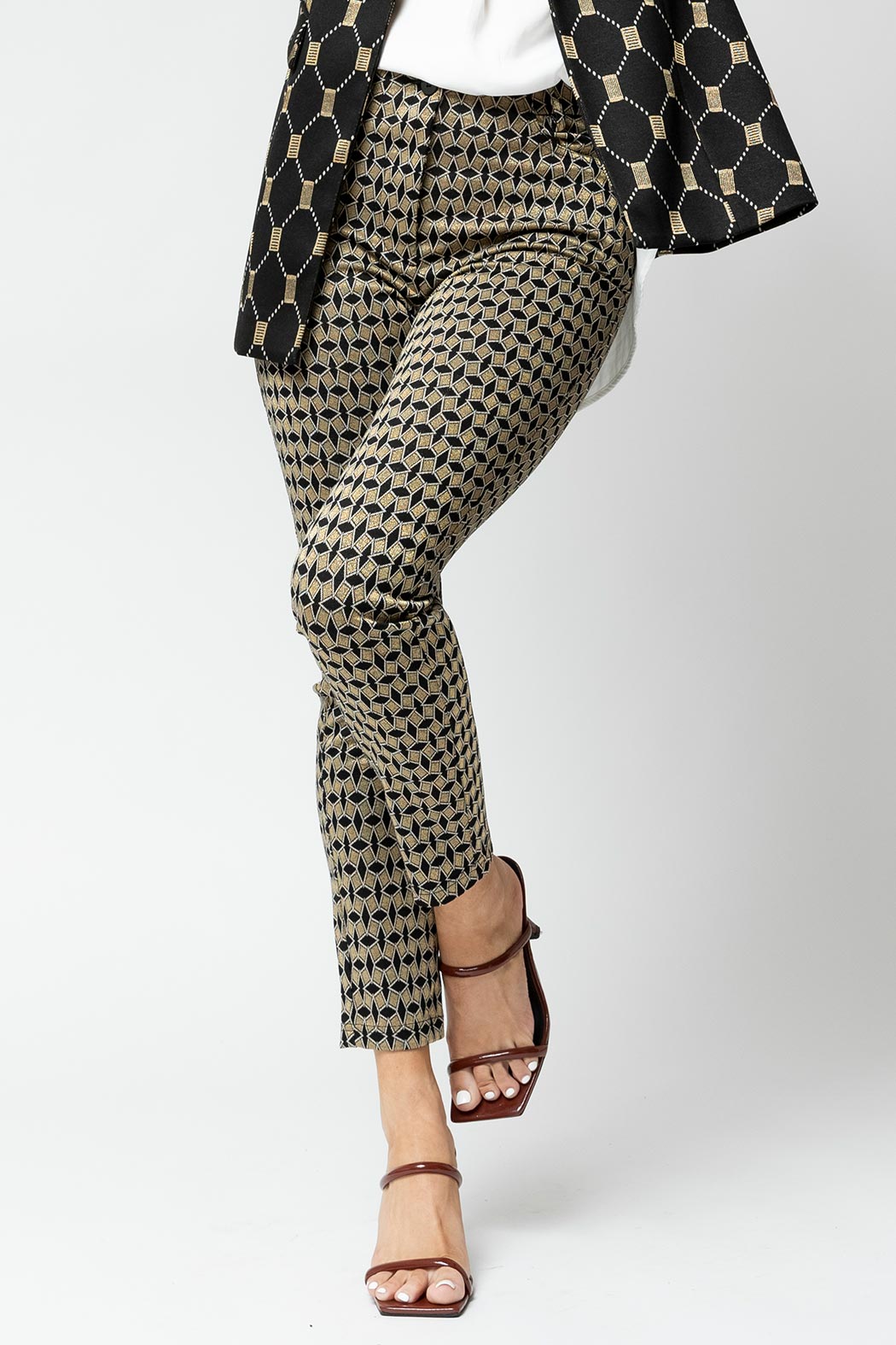 Gold Boxy Ponte Slim Leg Pant
