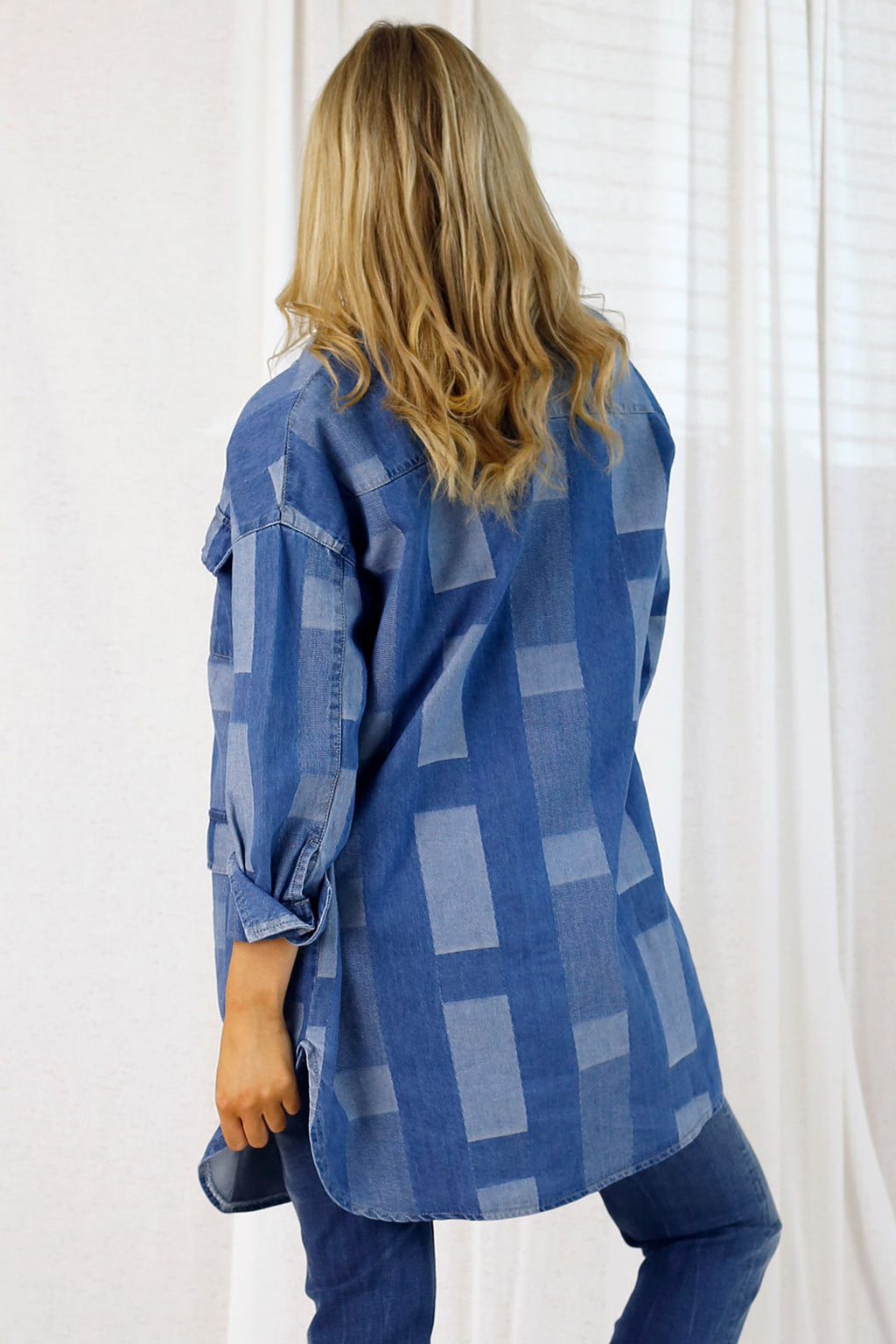 Chambray Patchwork Denim Shacket - FINAL SALE