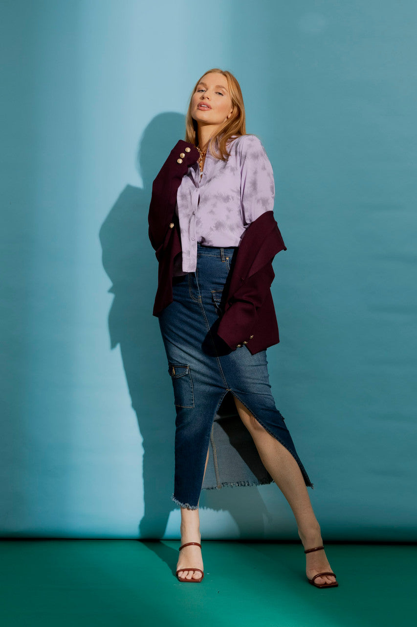 Lilac Balloon Sleeve Shirt