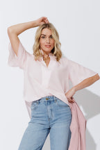 Pink Stripe Milan Fluted Blogger Shirt