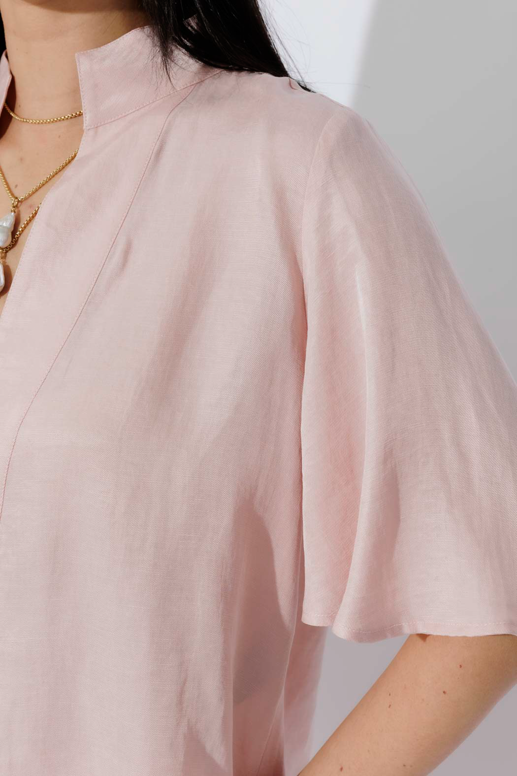 Pink Cupro/Linen Blogger Shirt