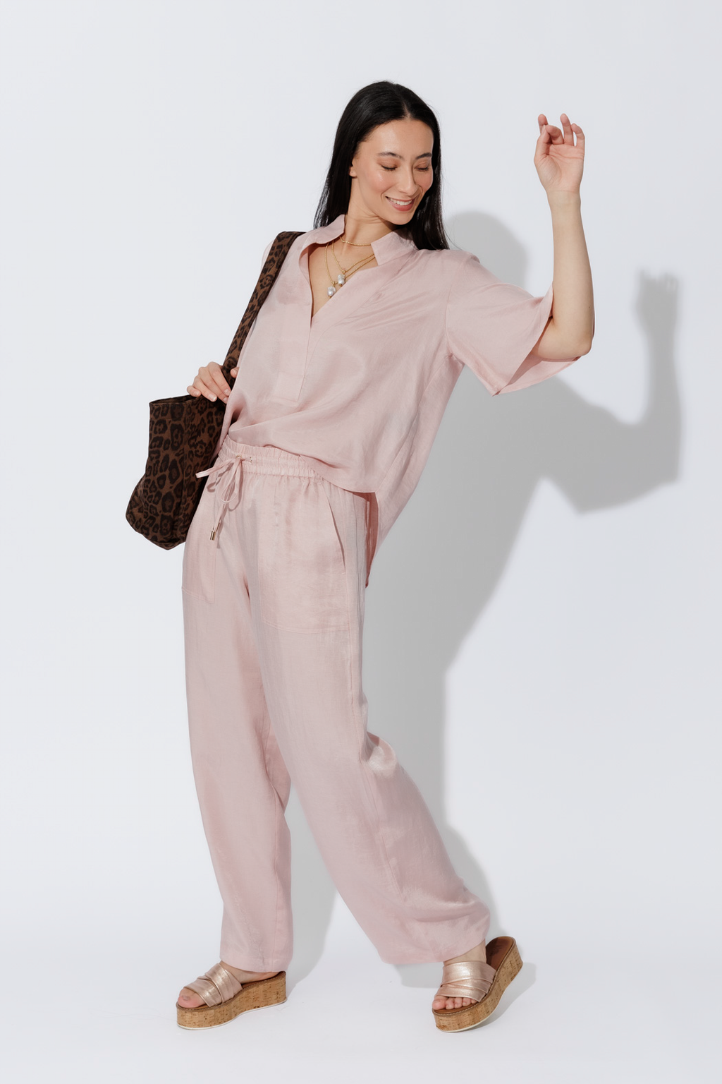 Pink Cupro/Linen Pant