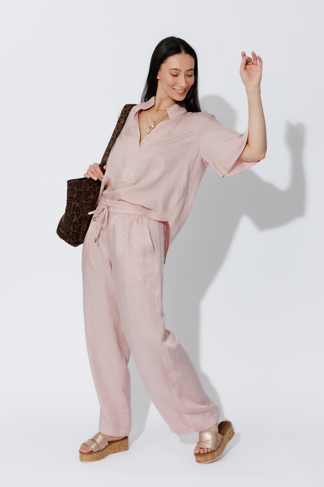 Pink Cupro/Linen Pant