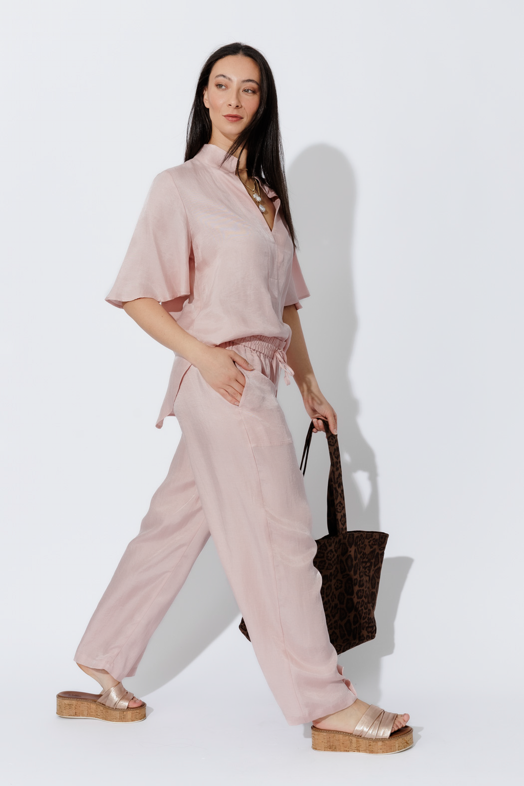 Pink Cupro/Linen Pant