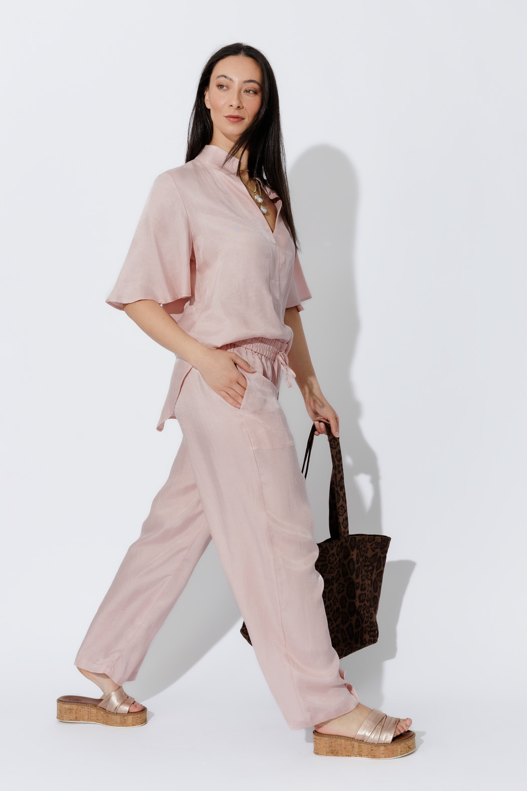 Pink Cupro/Linen Pant