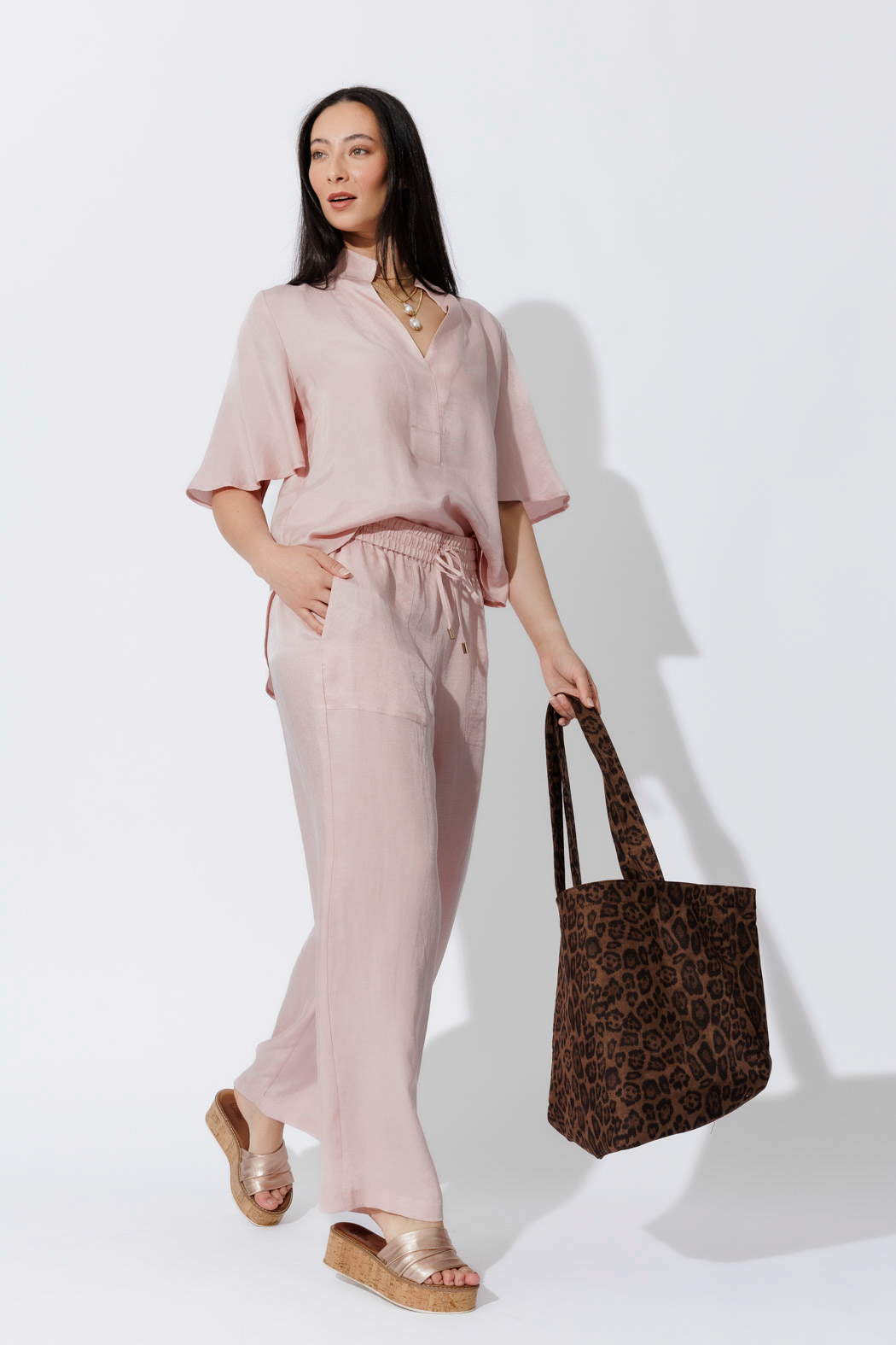 Pink Cupro/Linen Blogger Shirt