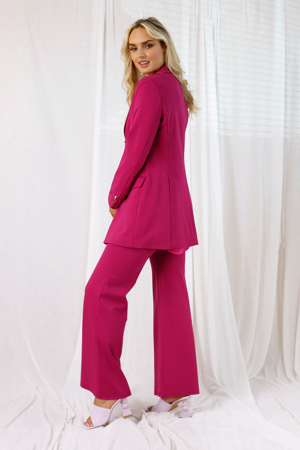 Hot Pink Ponte Longline Blazer - SALE