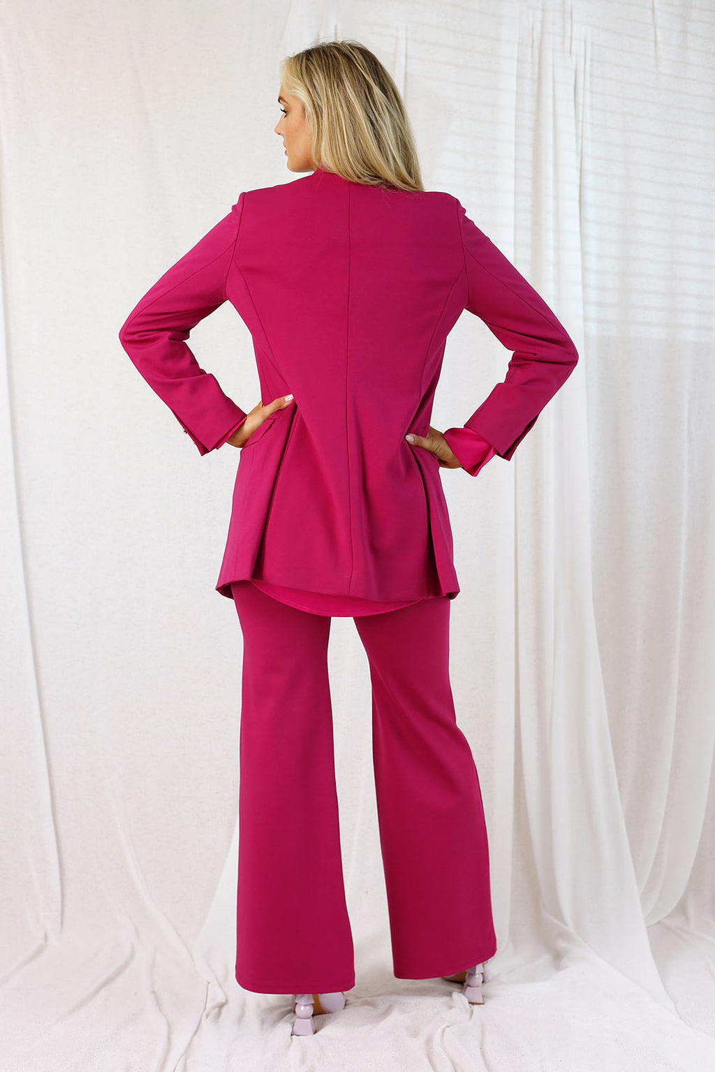 Hot Pink Ponte Longline Blazer - SALE