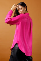 Pink Satin Boyfriend Shirt
