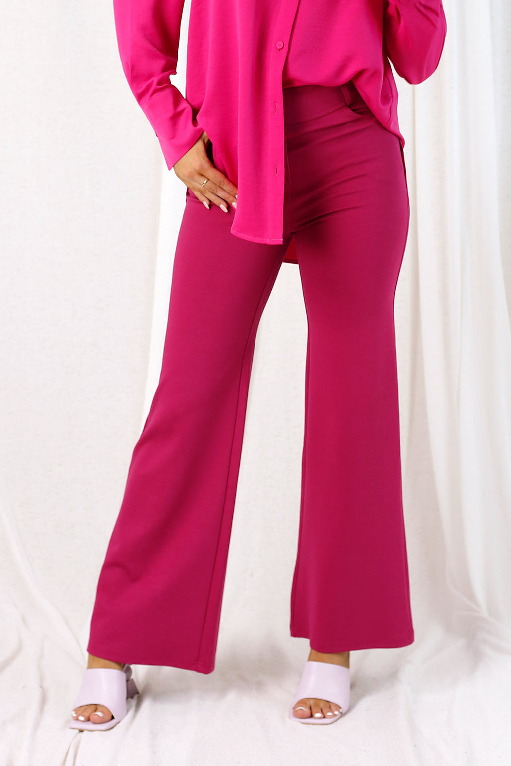 Hot Pink Ponte Wide Flare