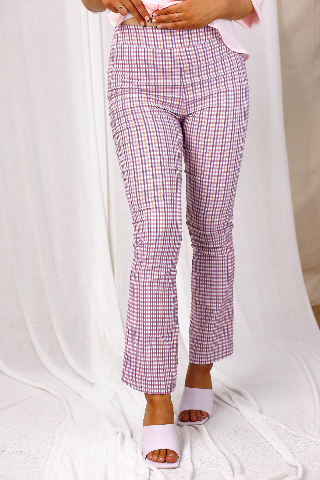 Pink Check Flare Pant - SALE