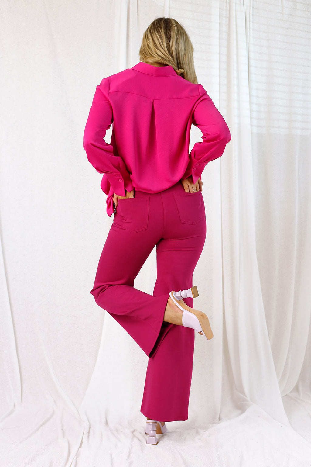 Hot Pink Ponte Wide Flare