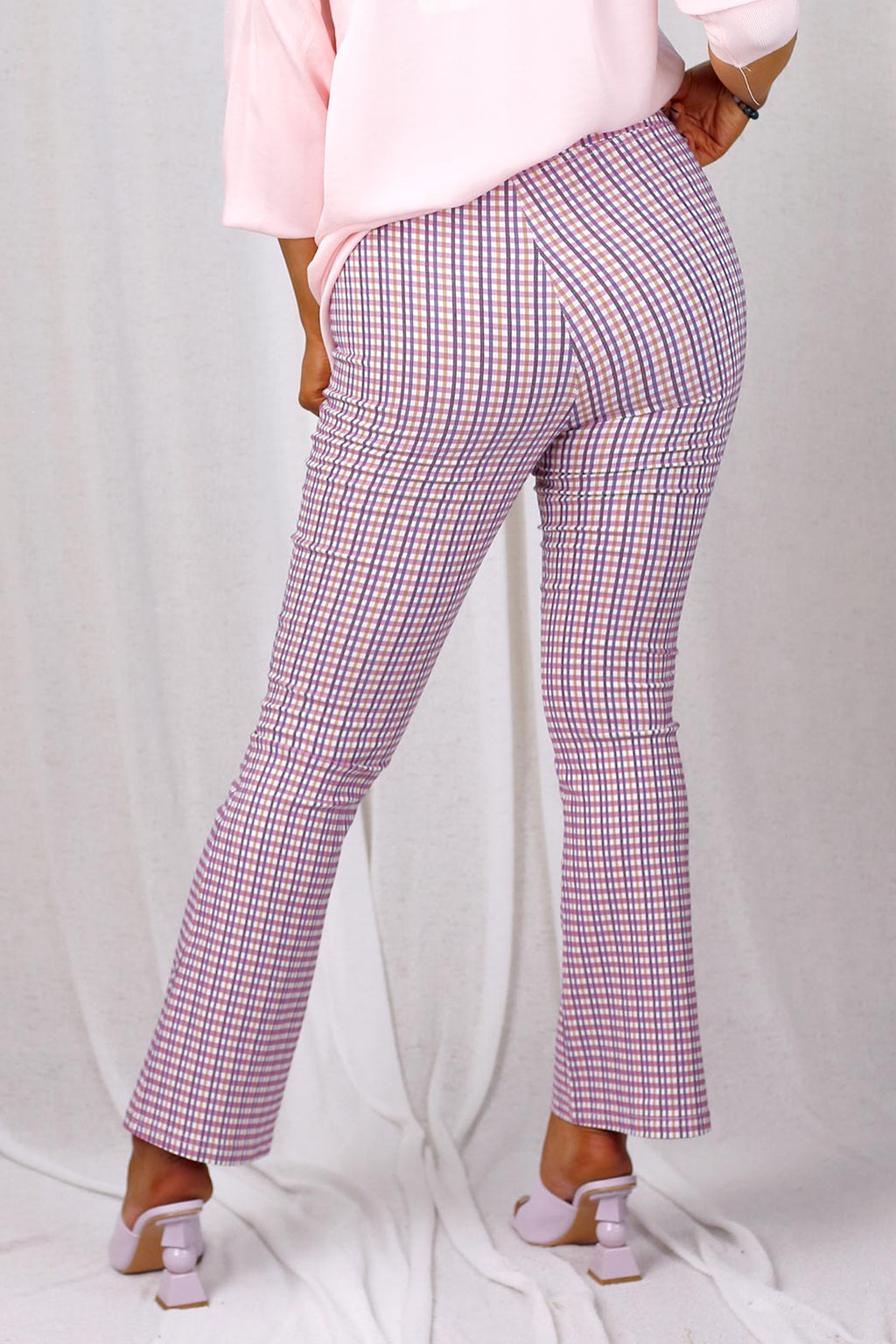 Pink Check Flare Pant - SALE