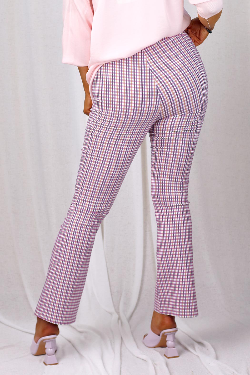 Pink Check Flare Pant - SALE