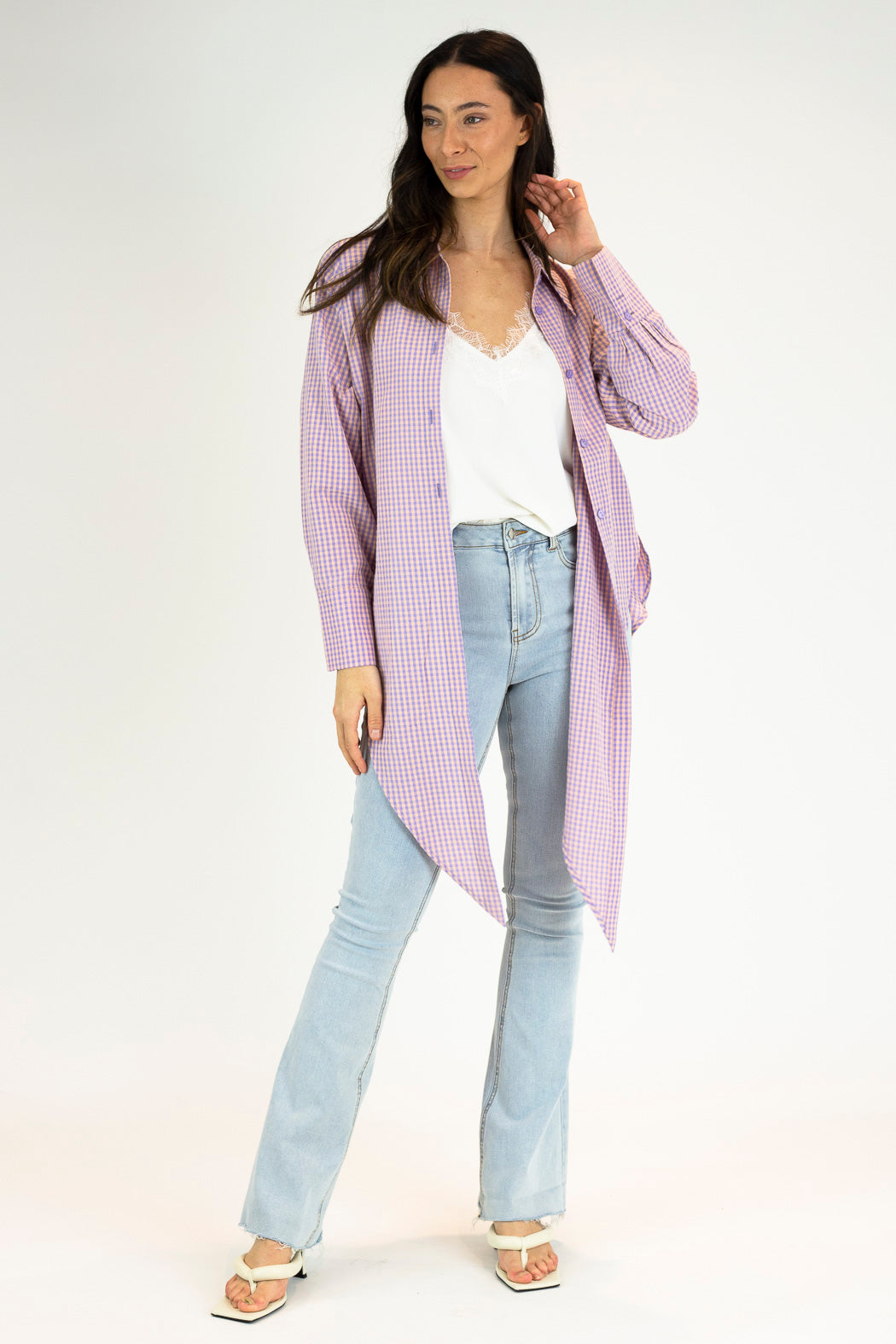 Lilac Gingham Zhoush Shirt - Final Sale