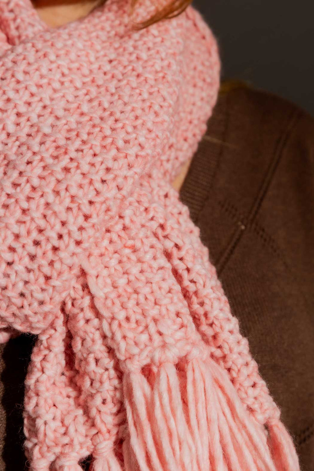 Pink Chunky Knit Scarf Pink O/S
