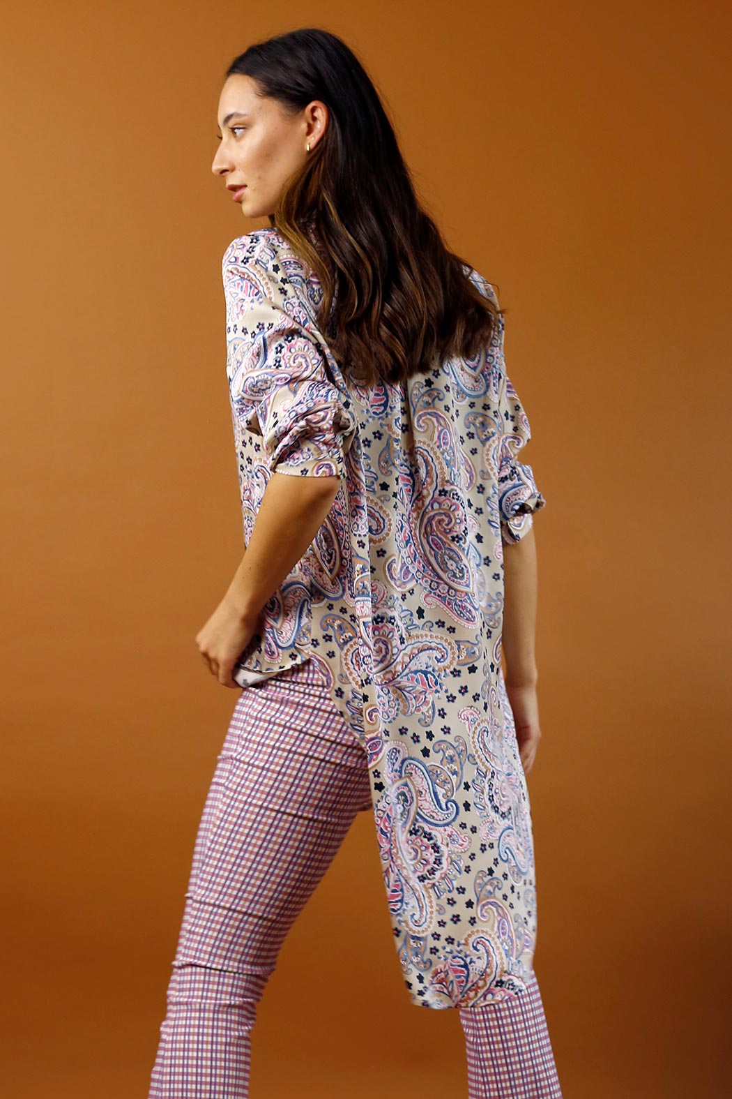 Paisley Silky Boyfriend Maxi Shirt