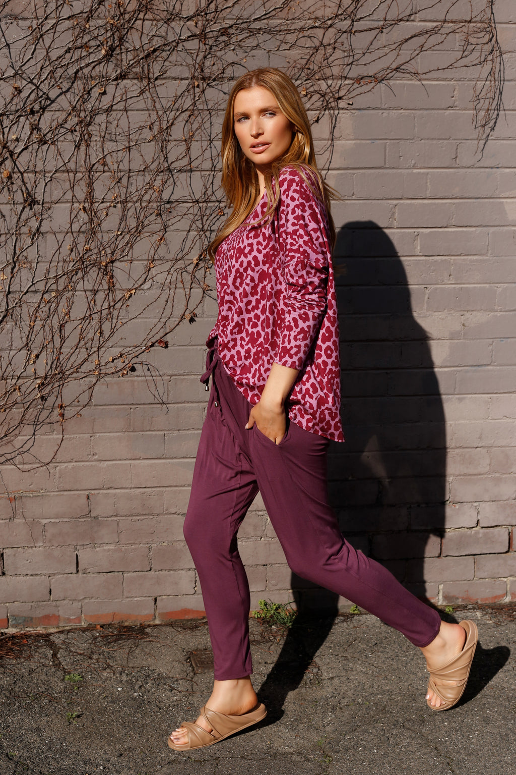 Rose Brown Bamboo Slouch Pants - SALE