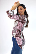 Pink & Choc Silky Blogger Shirt - FINAL SALE