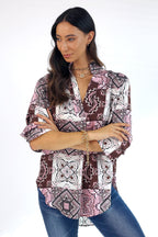 Pink & Choc Silky Blogger Shirt - FINAL SALE
