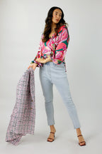 Pink Leaf Silky Zhoush Shirt - FINAL SALE