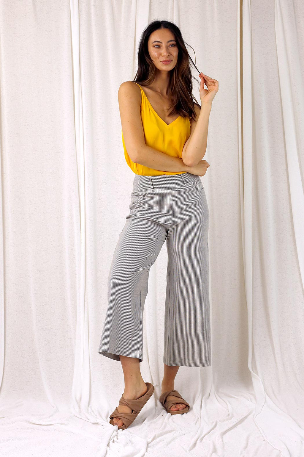 Navy Stripe Bengaline Culotte - SALE