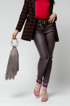 Plum Waxed Slim Leg Pant