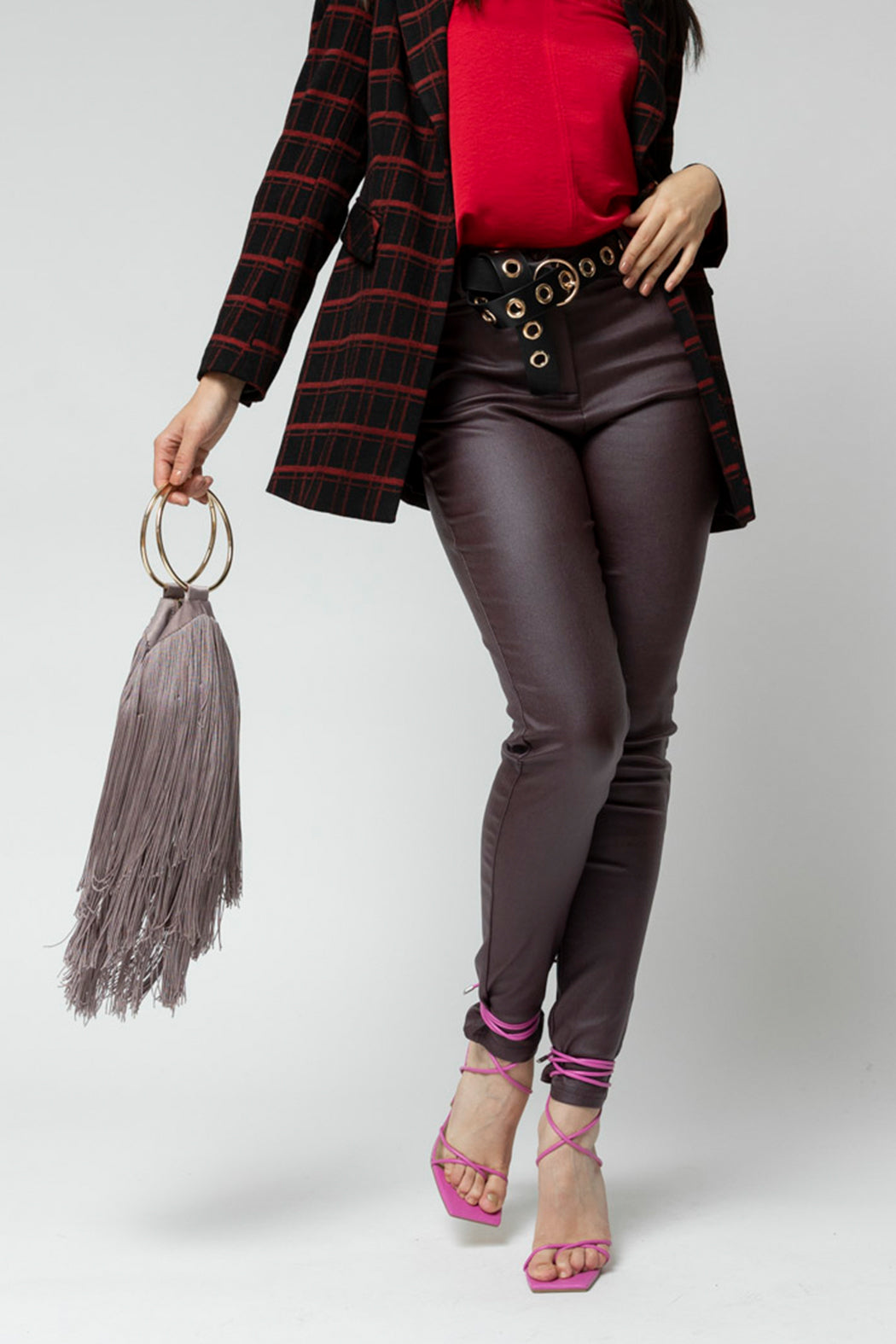 Plum Waxed Slim Leg Pant
