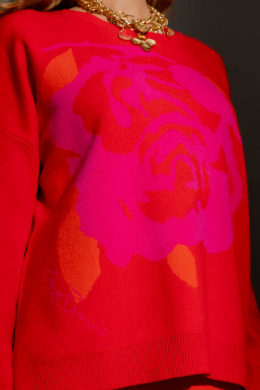 Crimson Blossom Knit Red S