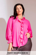 Hot Pink Double Frill Blouse
