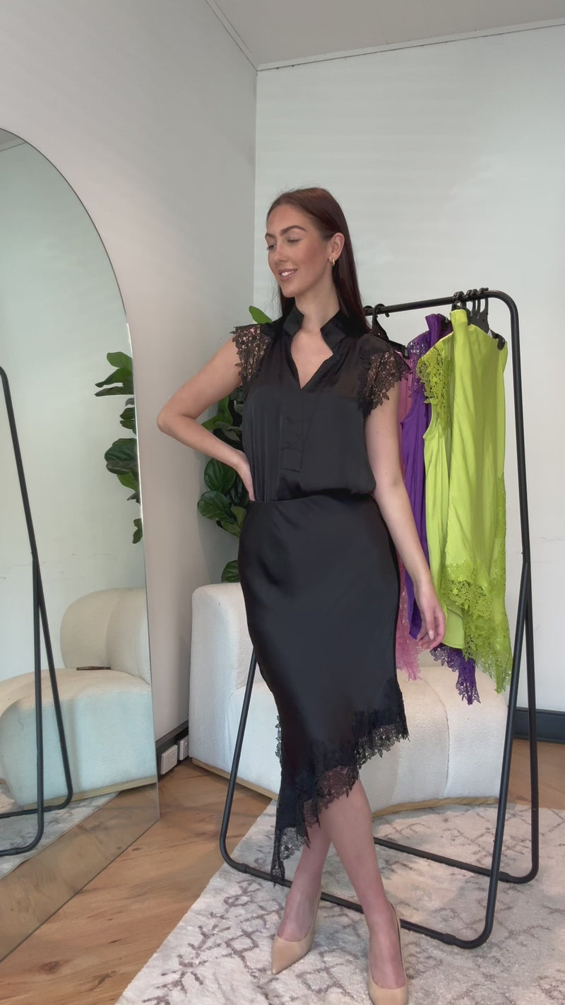 Black Glow Madrid Bias Skirt