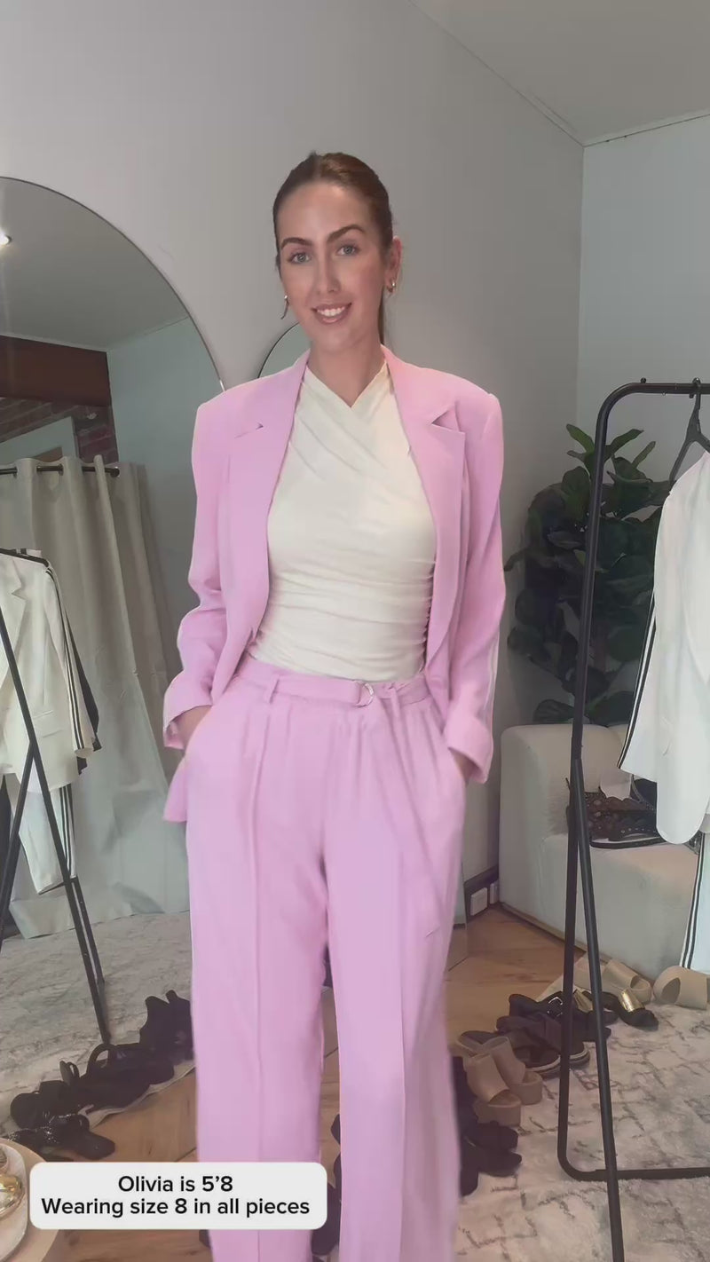Pink Euro Stripe Boyfriend Blazer