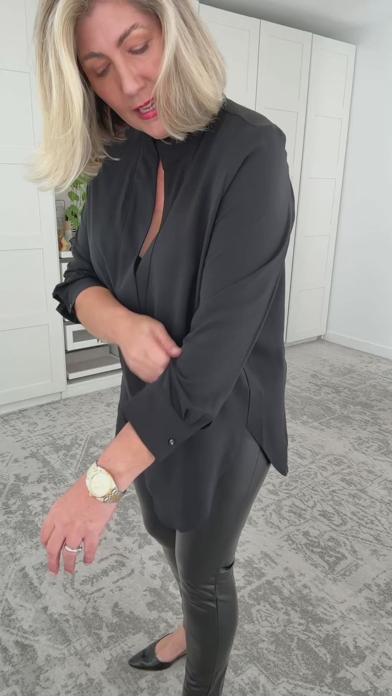 Black Luxury Longline Blogger Shirt