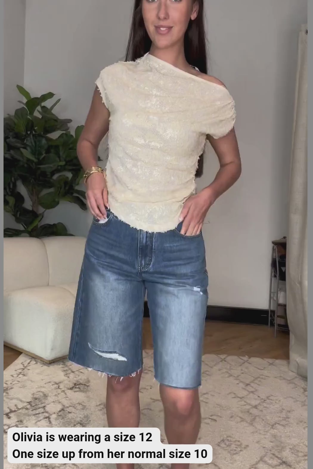 Mid Denim Distressed Shorts