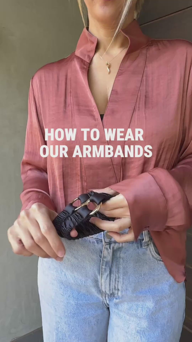 Black Satin Ring Armbands