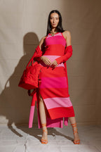 Pink / Hot Pink / Red Stripe Rib Dress