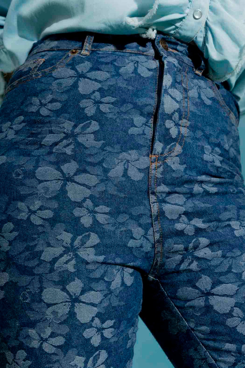 Floral Crop Flare Jean