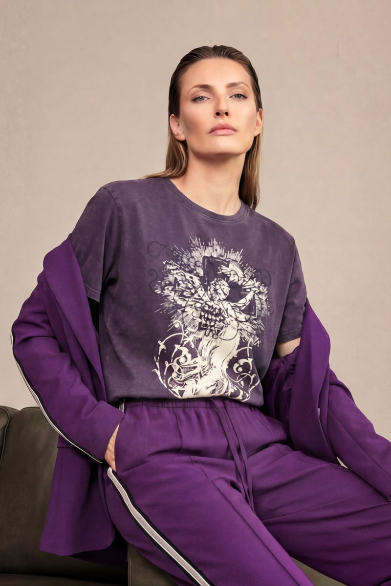 Purple Washed Cotton Angle T-Shirt