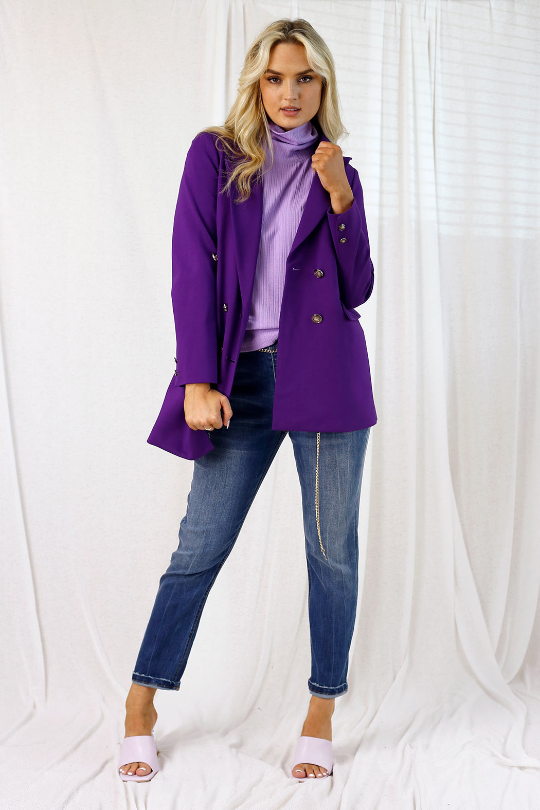 Purple Ponte Longline Blazer - SALE