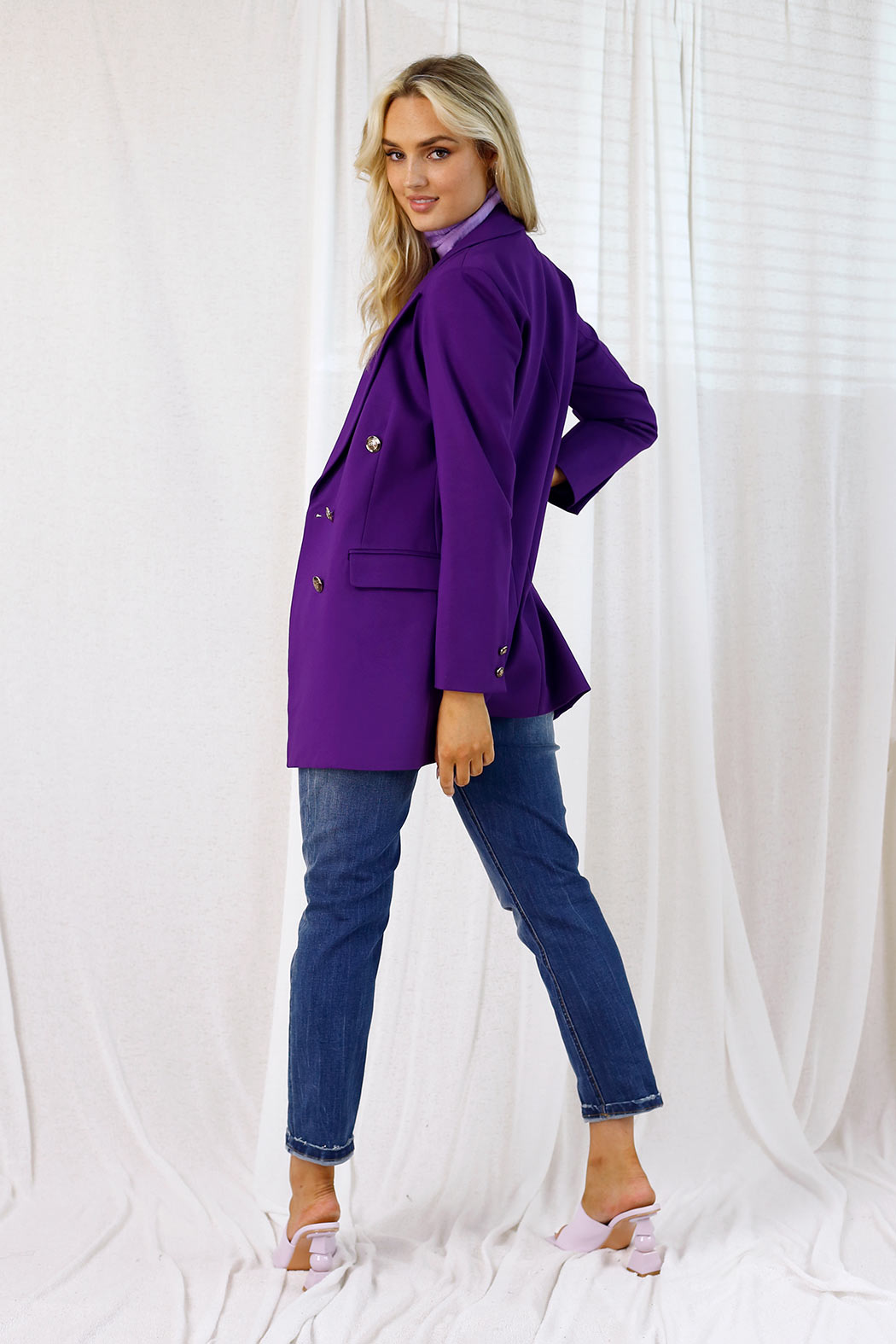Purple Ponte Longline Blazer - SALE