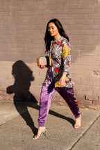 Purple Satin Cargo Pants - FINAL SALE