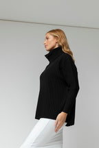 Black Rib Cowl Neck Jumper