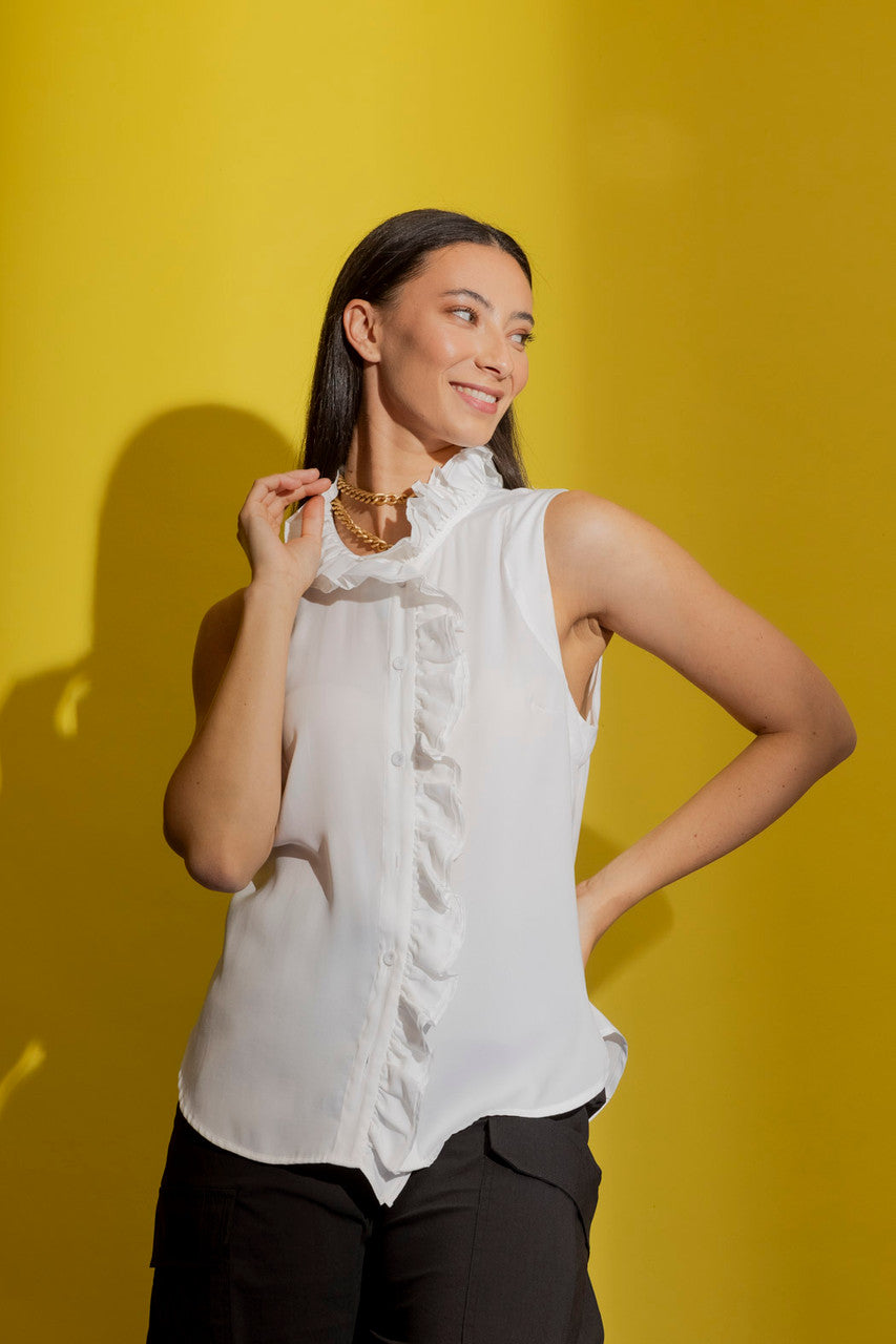 Ivory Double Ruffle Cami