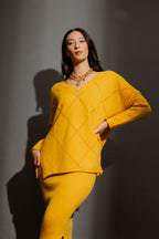 Marigold Criss Cross V Neck Jumper Marigold S