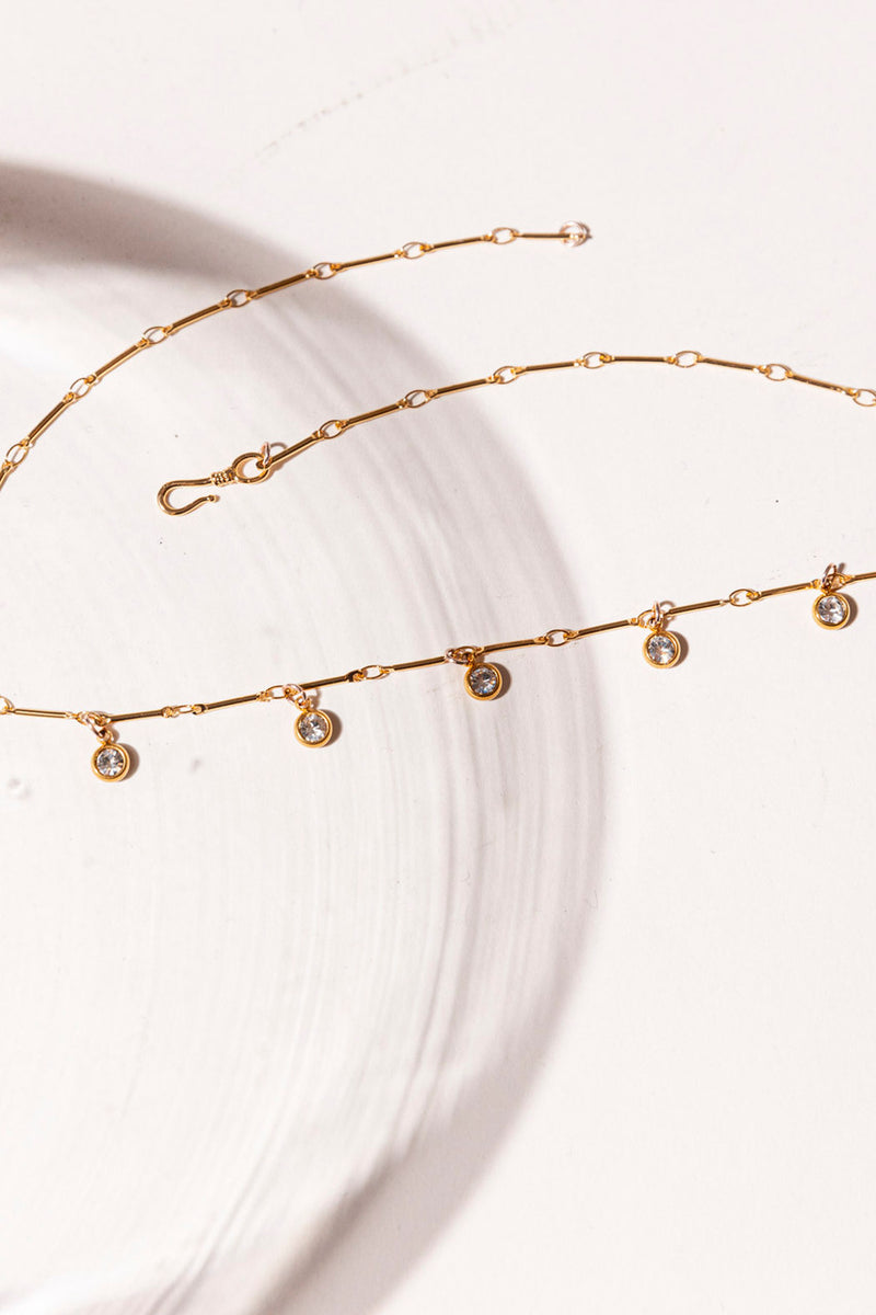 Gold Plated Chain Rhinestone Necklace S